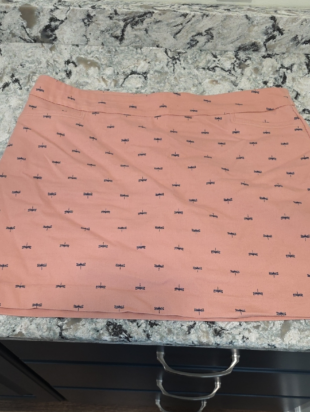 croft & barrow Coral Pink Skort with Navy Dragonfly Print